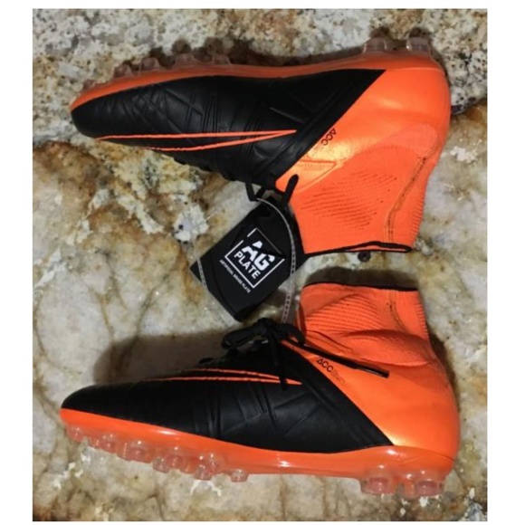 NIKE Hypervenom Phantom II AG Dynamic Fit Black Orange Soccer Cleats NEW Mens 7